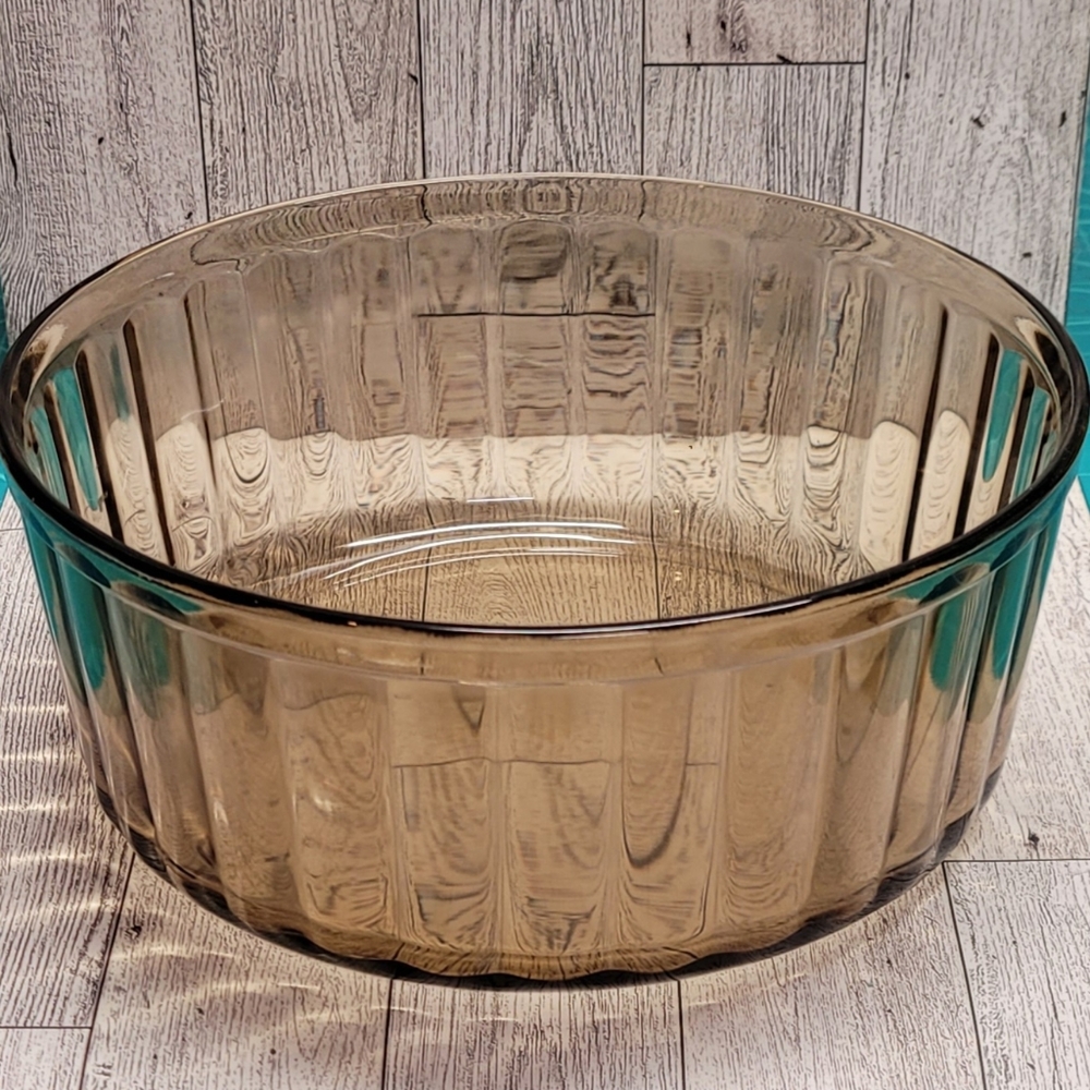 Vintage Arcopol France Smoke oven to table casserole dish with ribbed pattern